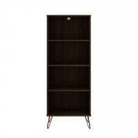 Manhattan Comfort 139GMC5 Rockefeller Bookcase 1.0 with 4 Shelves and Metal Legs in Brown